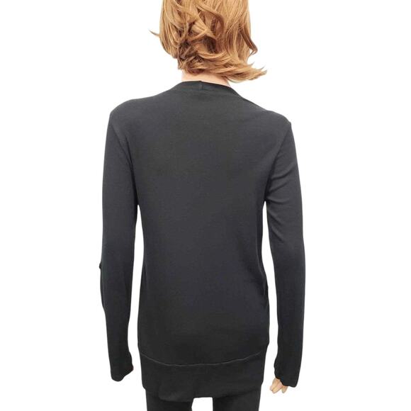 Splendid Boyfriend Cardigan Sweater Women M Roll Tab Long Sleeves Modal Black - Picture 7 of 12